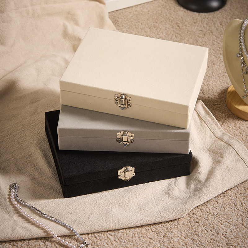 Black Velvet Compartment Jewelry Organizer with Flip-Top Lid